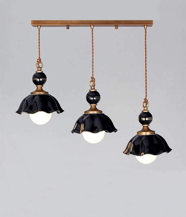 버터린 블랙 공 도자기 1등, 2등, 3등 펜던트전등 식탁등